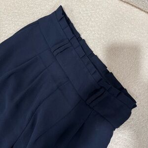 Zara Navy Pleated High-Waist Pants